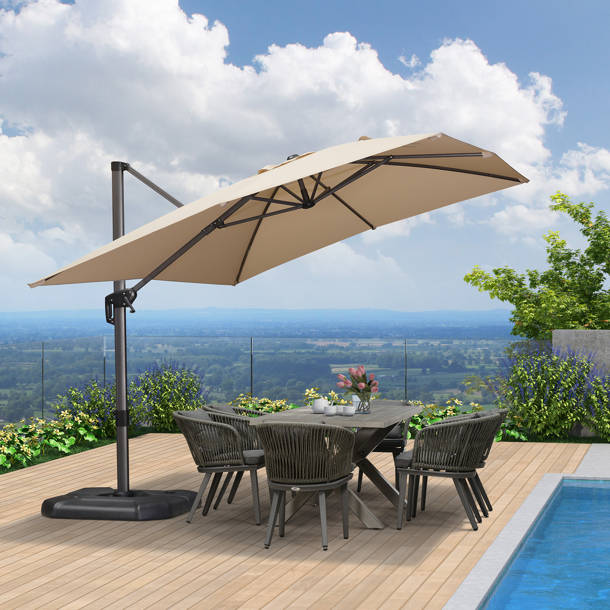Purple Leaf 156'' x 120'' Rectangular Cantilever Umbrella with wheeled